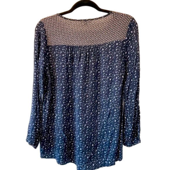 Kori Navy Floral Peasant Blouse - S - Picture 2 of 5